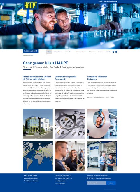 Website Julius Haupt GmbH